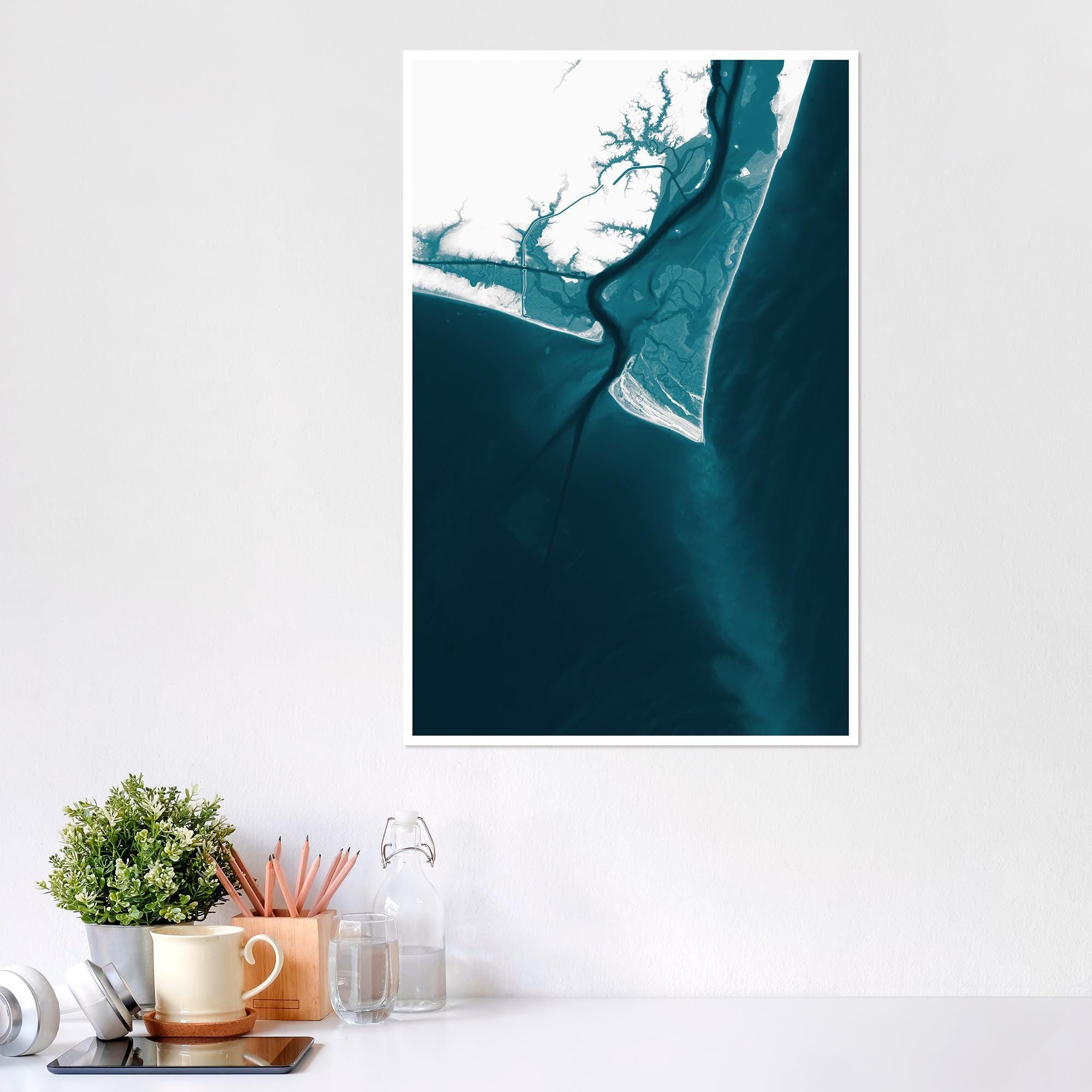 Bald Head Island North Carolina Housewarming Anniversary Lowcountry Nautical Tropical Coastal Giclee House Decor Beach Print Gift