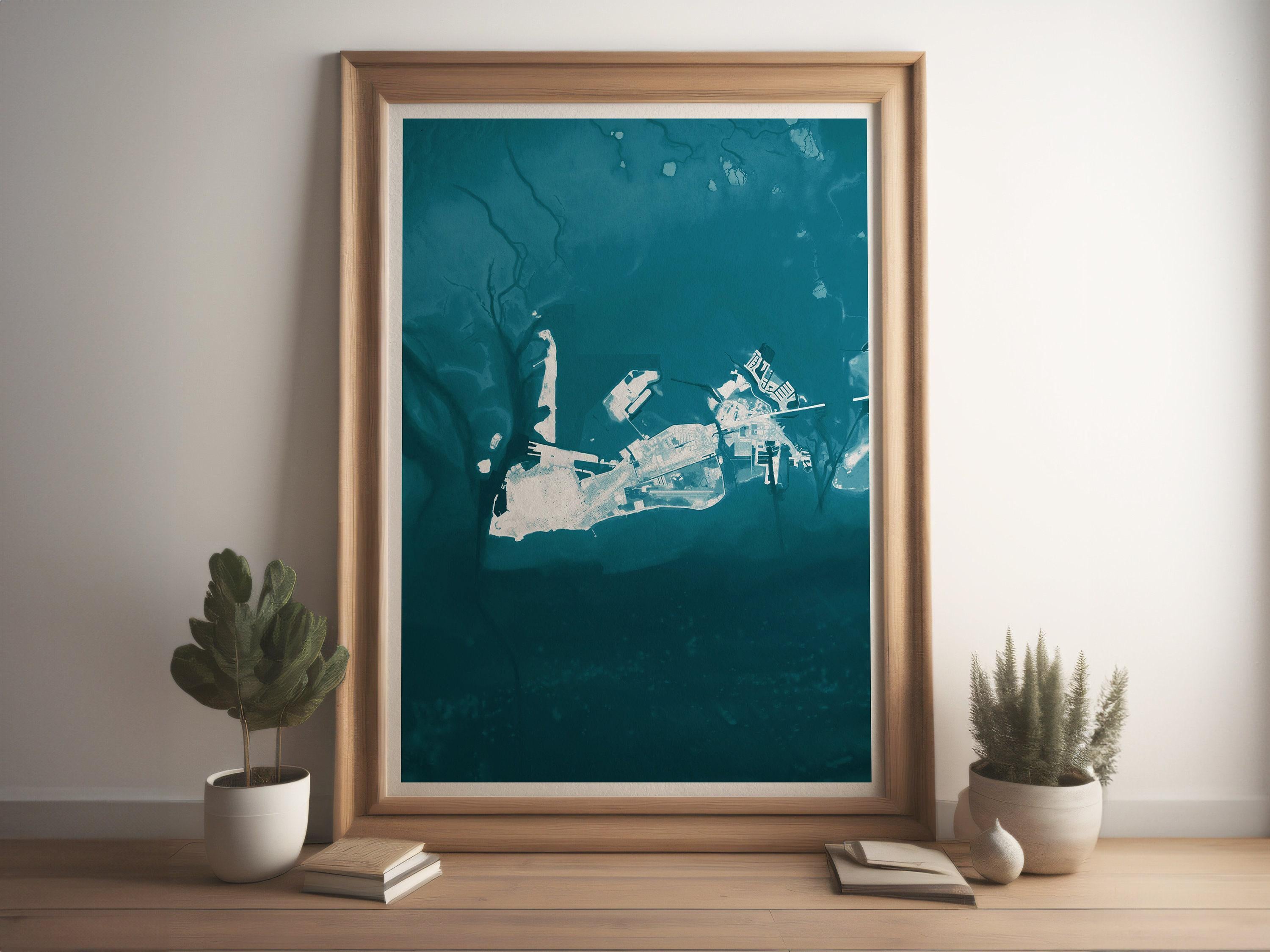 Key West Florida Keys Coastal Map Art Print Nautical Wall Decor Beach House Gift Ocean Depth Chart Housewarming Anniversary Tropical Island