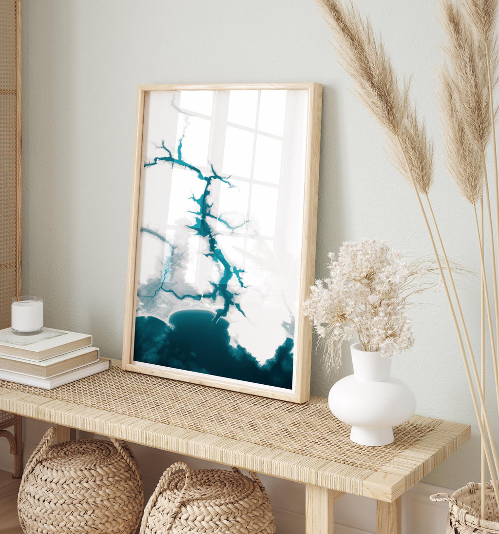 Kennebunkport Maine Bathymetric Map Art Print Coastal Wall Art Nautical Ocean Depth Housewarming Gift Beach House Decor Framed
