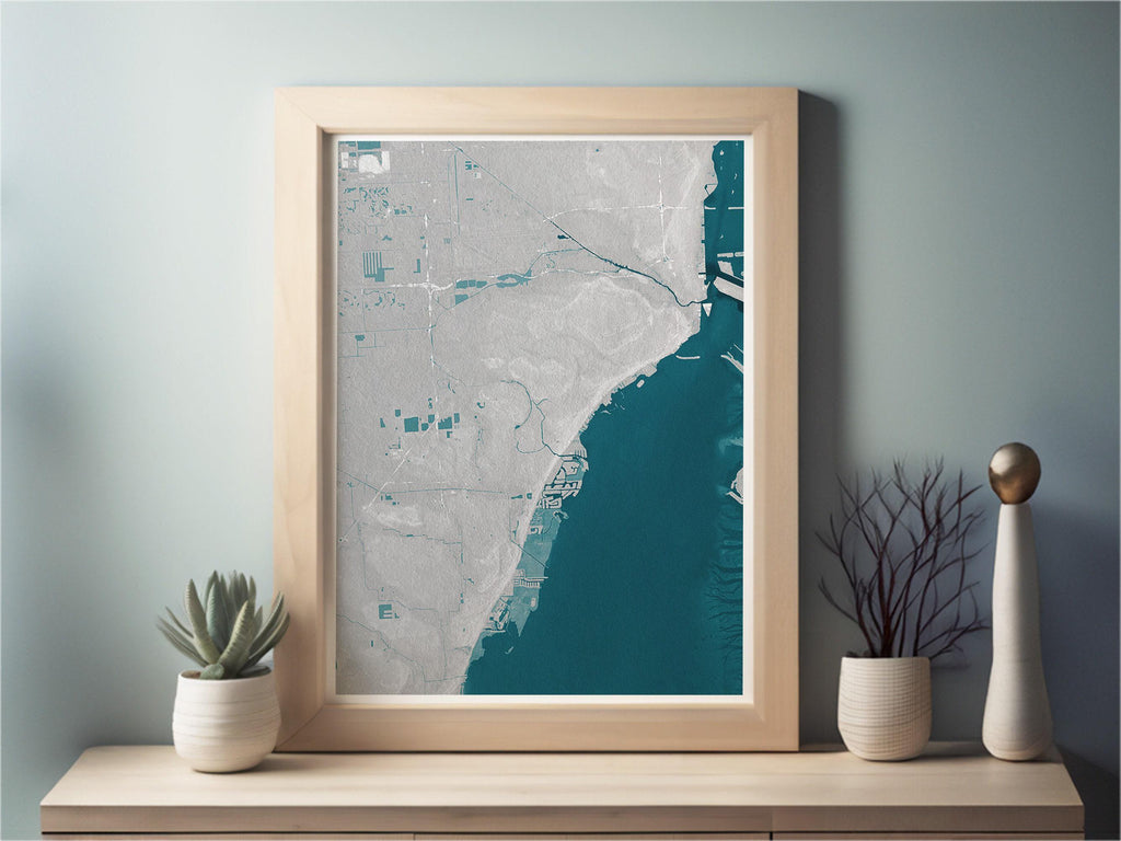 Coral Gables Florida Coastal Map Art Print Nautical Wall Decor Beach House Gift Ocean Depth Chart Housewarming Anniversary Cityscape Home
