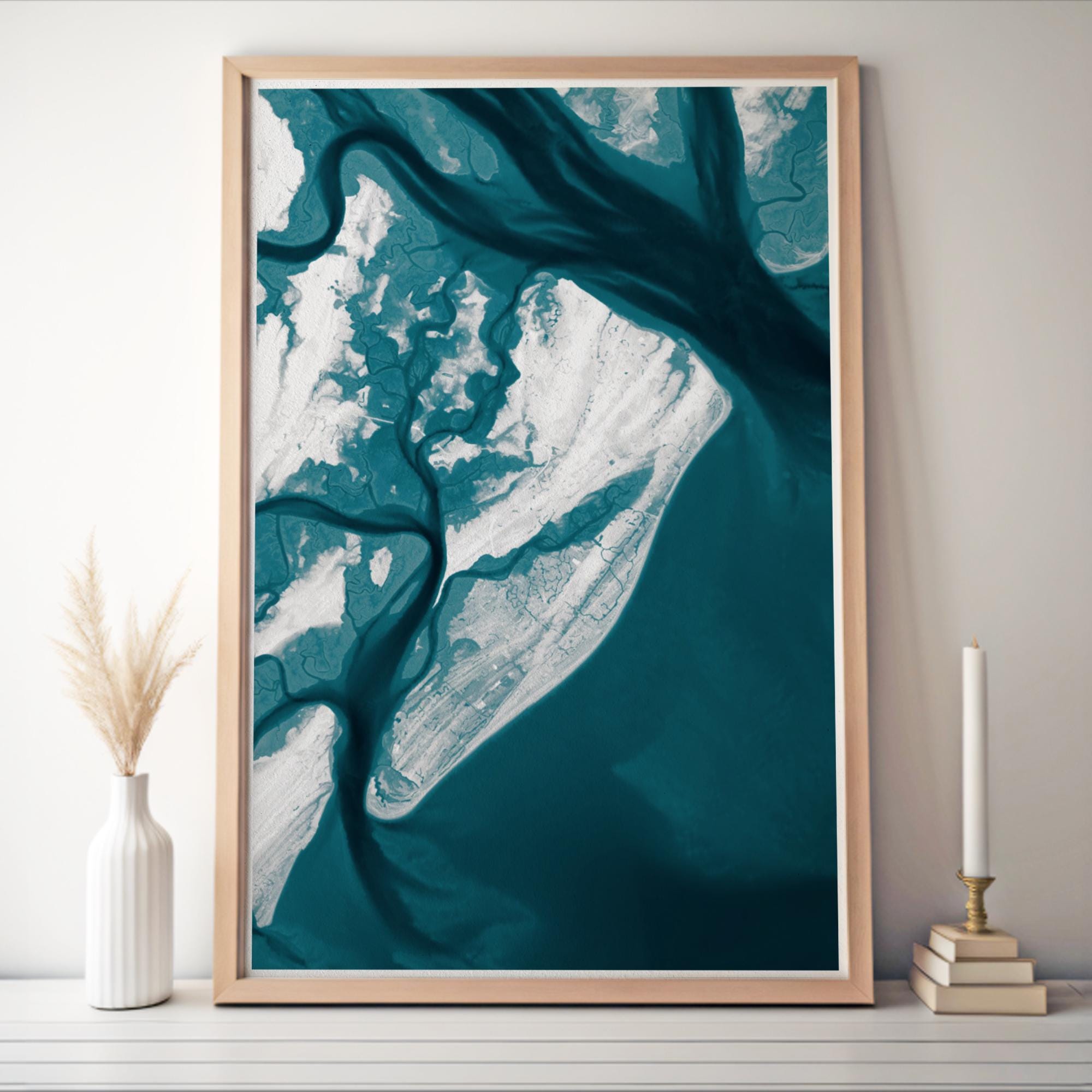 Hilton Head South Carolina Bathymetric Map Art Print Lowcountry Nautical Coastal Wall Decor Beach House Gift Housewarming Anniversary