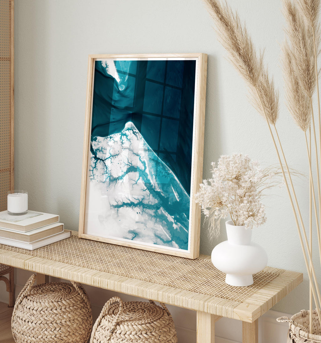 Virginia Beach Oceanfront Coastal Map Wall Art Print Nautical Ocean Chart Housewarming Gift Anniversary Present Beach House Decor