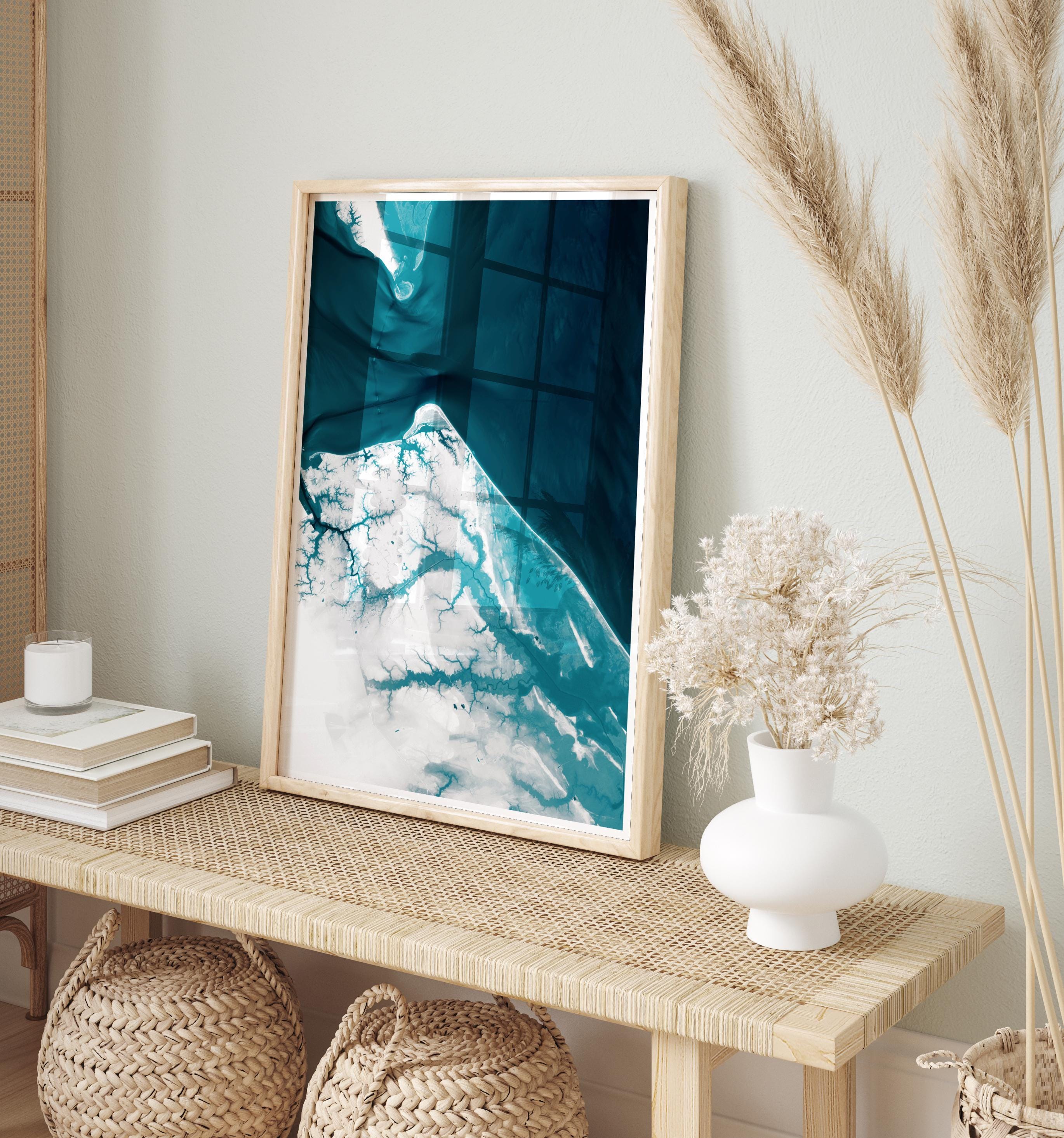 Virginia Beach Oceanfront Coastal Map Wall Art Print Nautical Ocean Chart Housewarming Gift Anniversary Present Beach House Decor