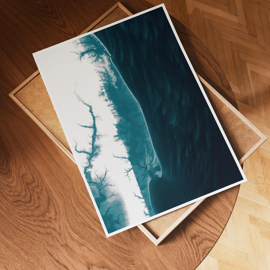 Assateague Island Maryland Bathymetric Map Art Print National Seashore Nautical Wall Decor Beach House Gift Housewarming Anniversary Ocean