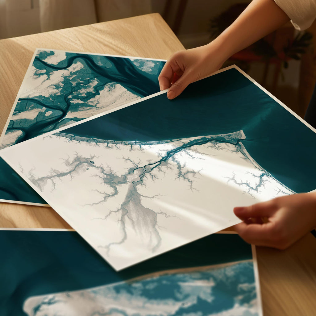 Wilmington North Carolina Bathymetric Map Art Print Nautical Coastal Wall Decor Beach House Housewarming Gift Anniversary Ocean Depth Chart