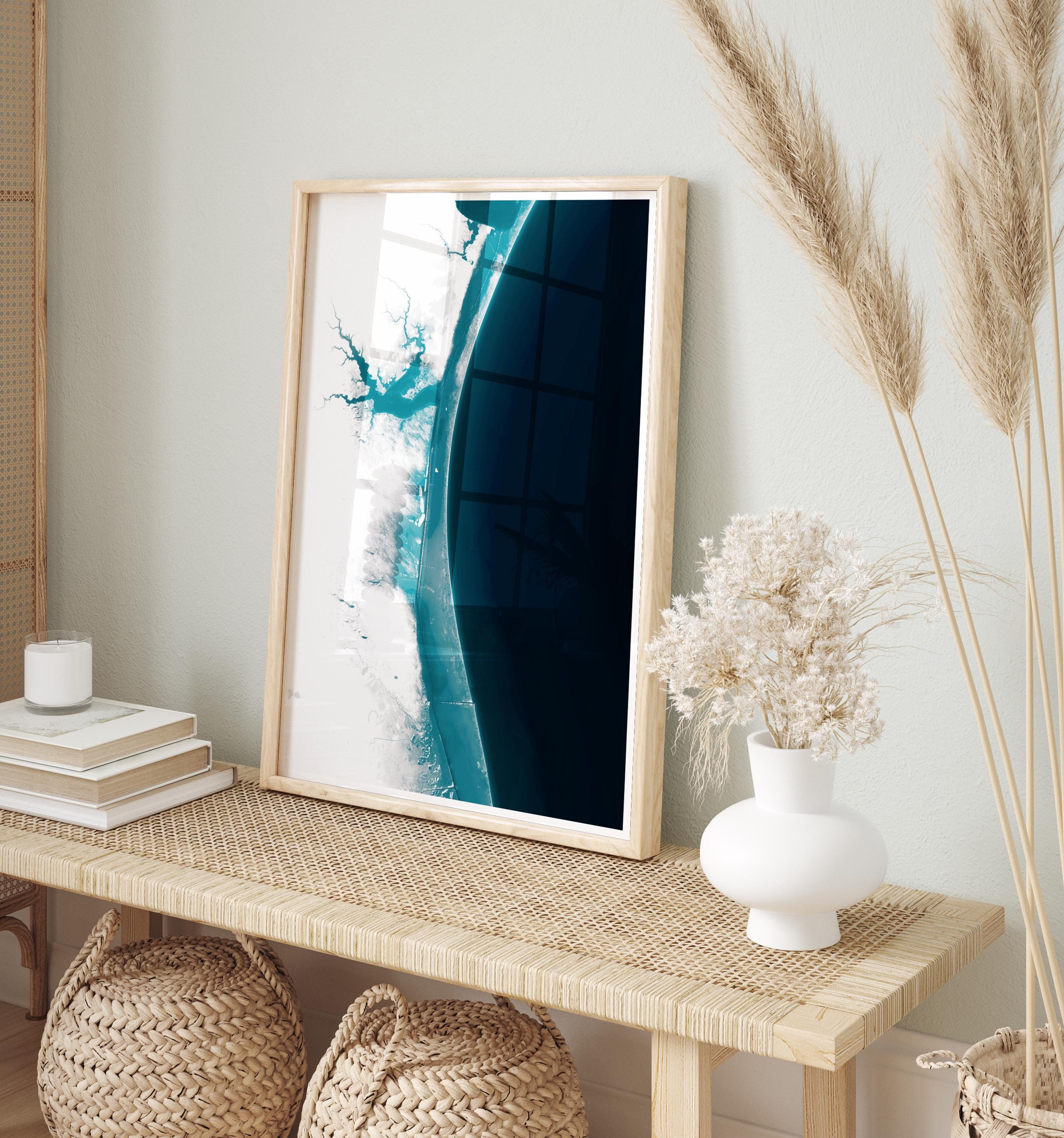 Padre Island National Seashore Texas Bathymetric Map Art Print Gulf of Mexico Coastal Wall Decor Beach House Gift Corpus Christi