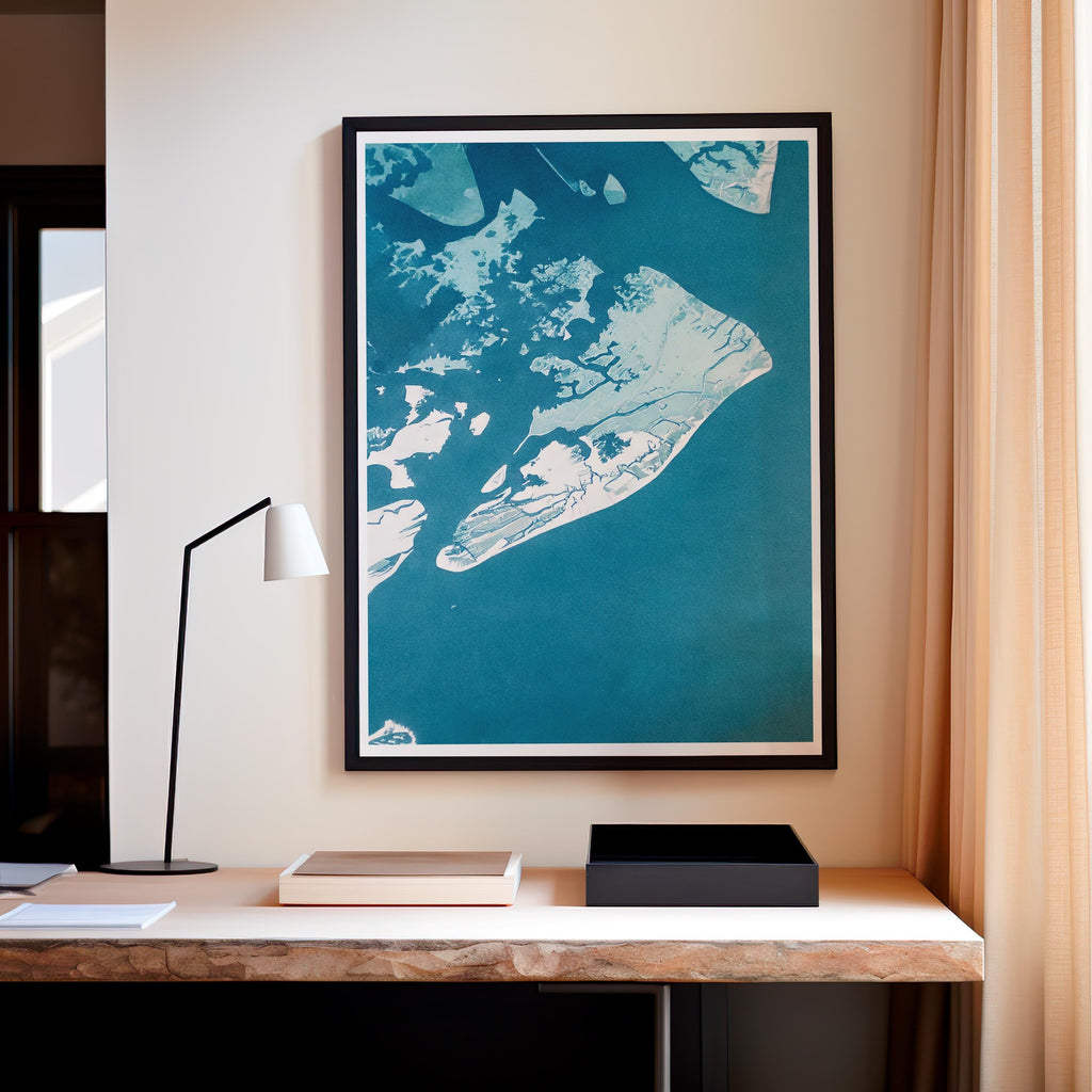 Hilton Head Map Art Print South Carolina Lowcountry Coastal Wall Decor Watercolor Nautical Beach House Gift Housewarming Ocean Map Poster