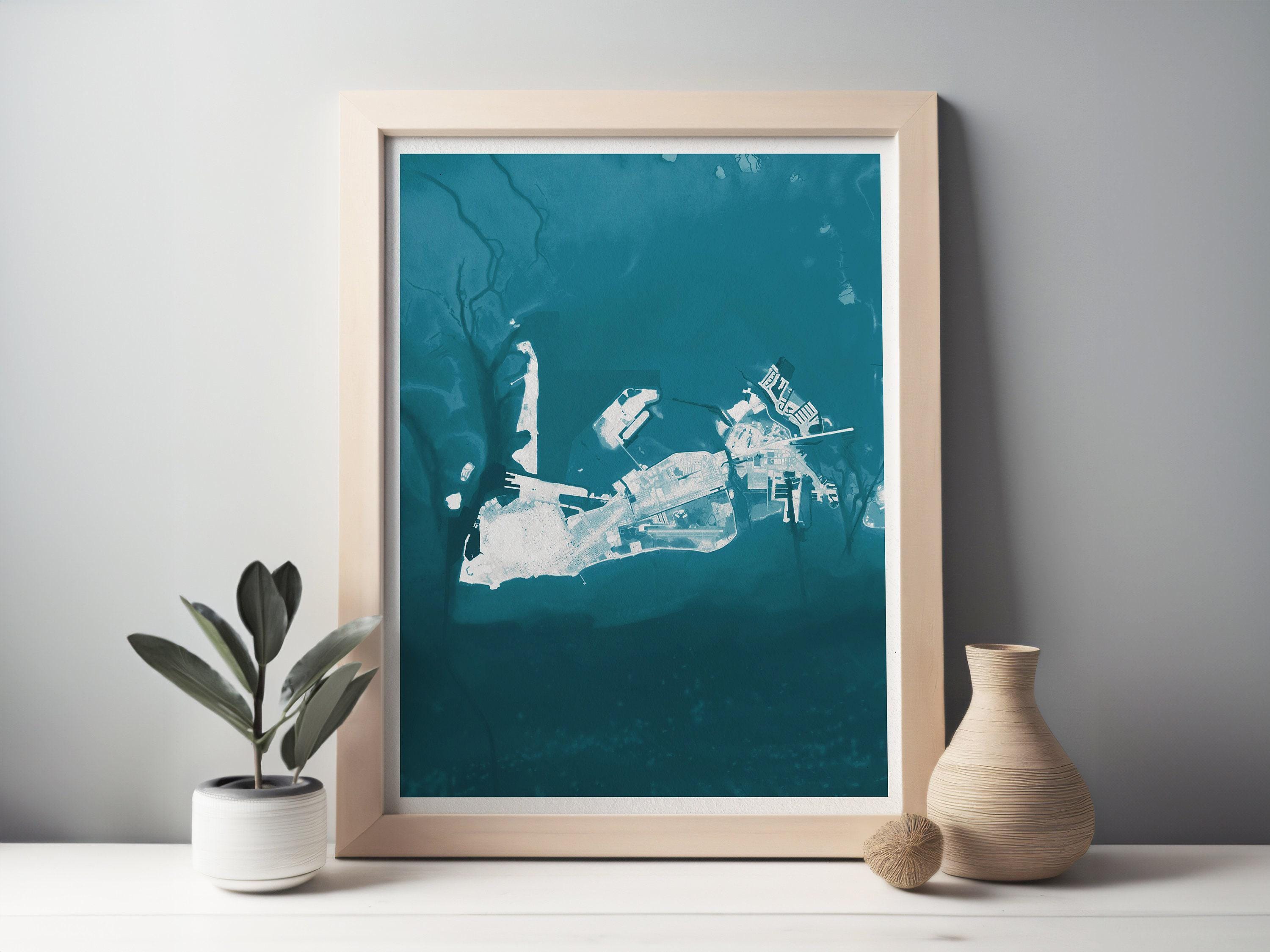 Key West Florida Keys Coastal Map Art Print Nautical Wall Decor Beach House Gift Ocean Depth Chart Housewarming Anniversary Tropical Island
