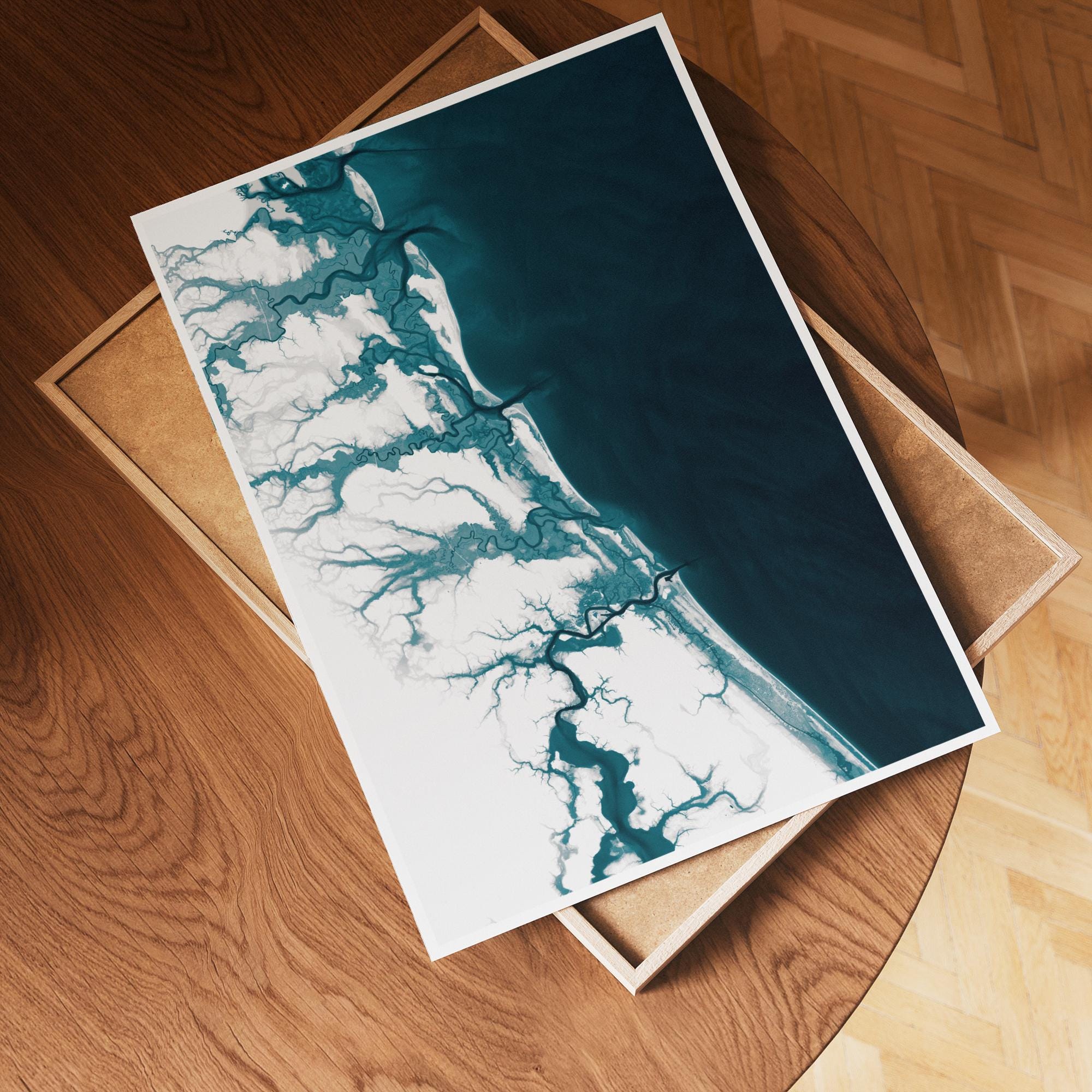 Amelia Island Florida Coastal Map Wall Art Fernandina Beach Nautical Print Ocean Chart Anniversary Housewarming Gift Beach House Decor - Detail View