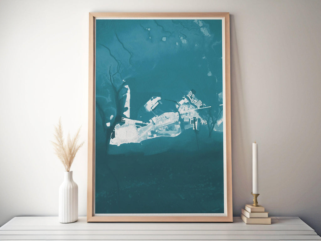 Key West Florida Keys Coastal Map Art Print Nautical Wall Decor Beach House Gift Ocean Depth Chart Housewarming Anniversary Tropical Island