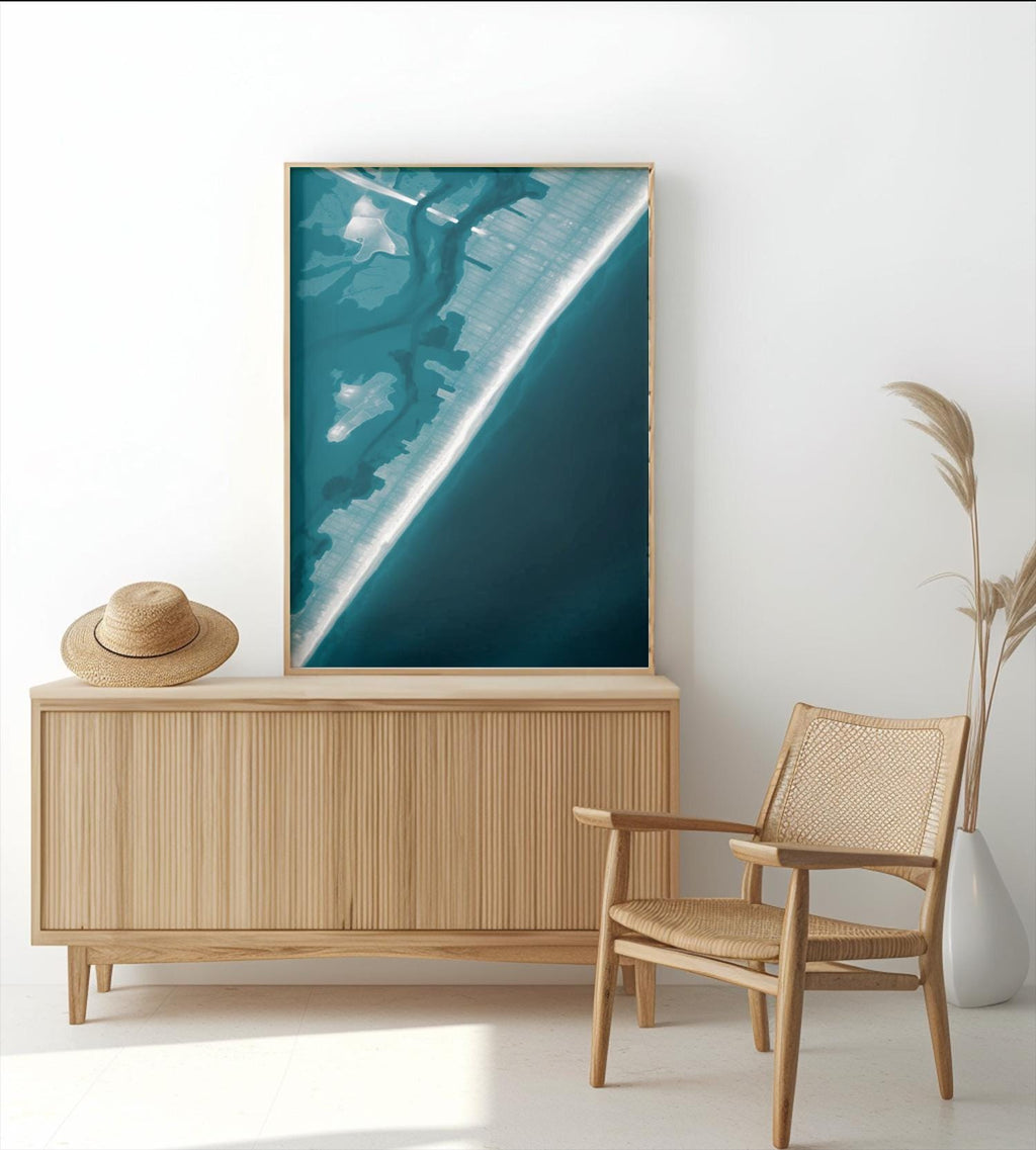 Long Beach Island New Jersey Map Print Nautical Coastal Wall Art Ocean Depth Chart Modern Beach House Decor Minimalist Gift for Ocean Lovers