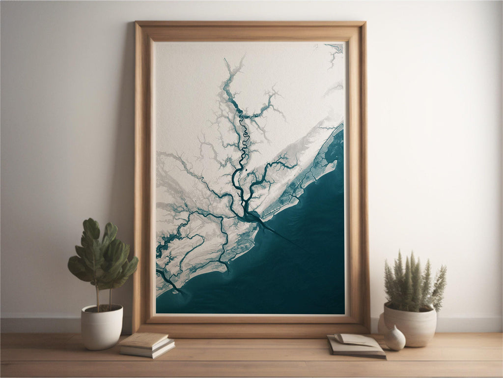 Teacher Retirement Gift Charleston South Carolina Coastal Map Print Bathymetric Art Appreciation End of School Year Educator Wall Decor