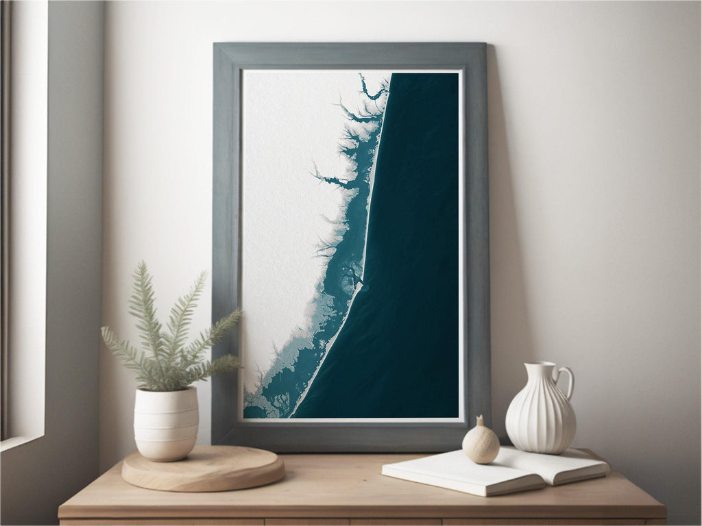 Barnegat Bay Blue Gray New Jersey Nautical Husband Neutral Coastal Nature Modern Decor House Shore Beach Ocean Gift Wife Wall