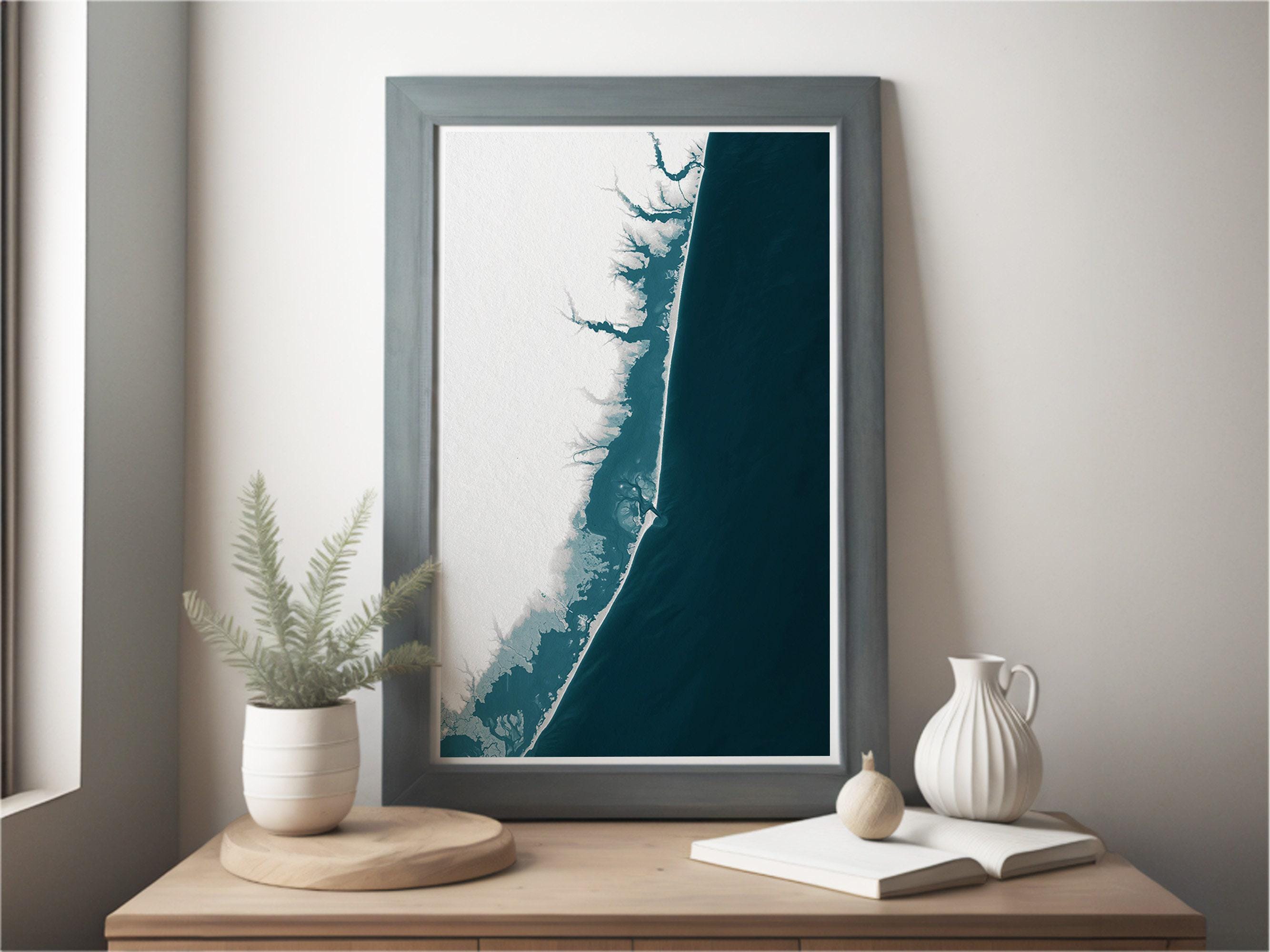 Barnegat Bay Blue Gray New Jersey Nautical Husband Neutral Coastal Nature Modern Decor House Shore Beach Ocean Gift Wife Wall