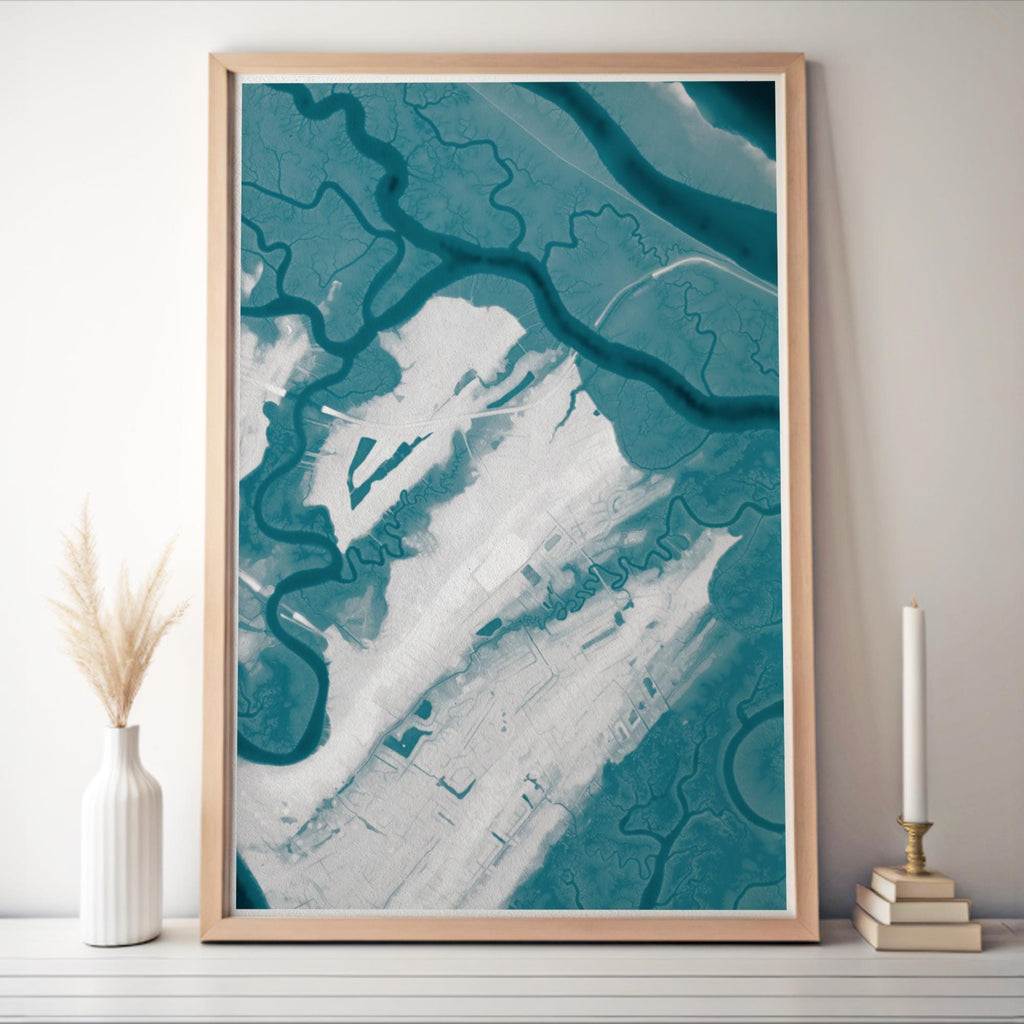 Golden Isles Georgia Coastal Wall Art Jekyll Island St Simons Nautical Map Print Beach House Living Room Decor Housewarming Gift