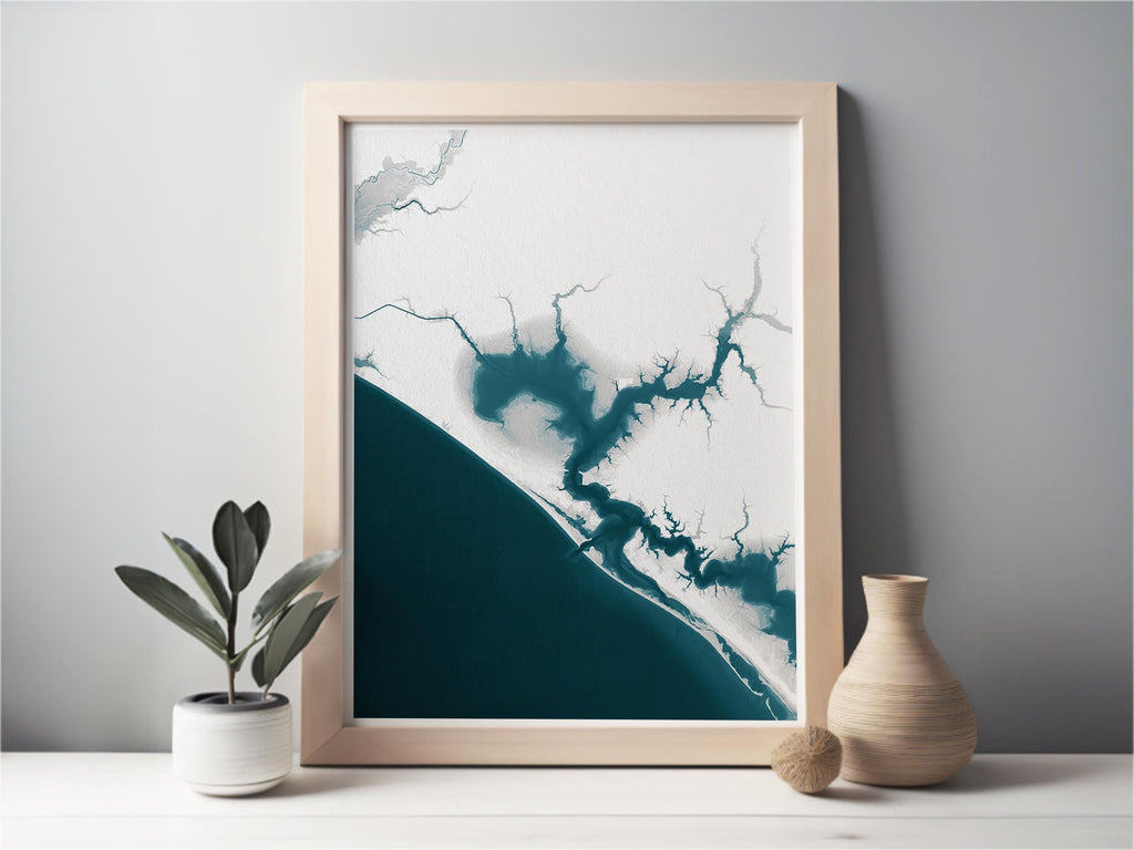 Panama City Beach Florida Coastal Map Art Print West Bay Nautical Wall Decor Beach House Gift for Husband Wife Housewarming Anniversary