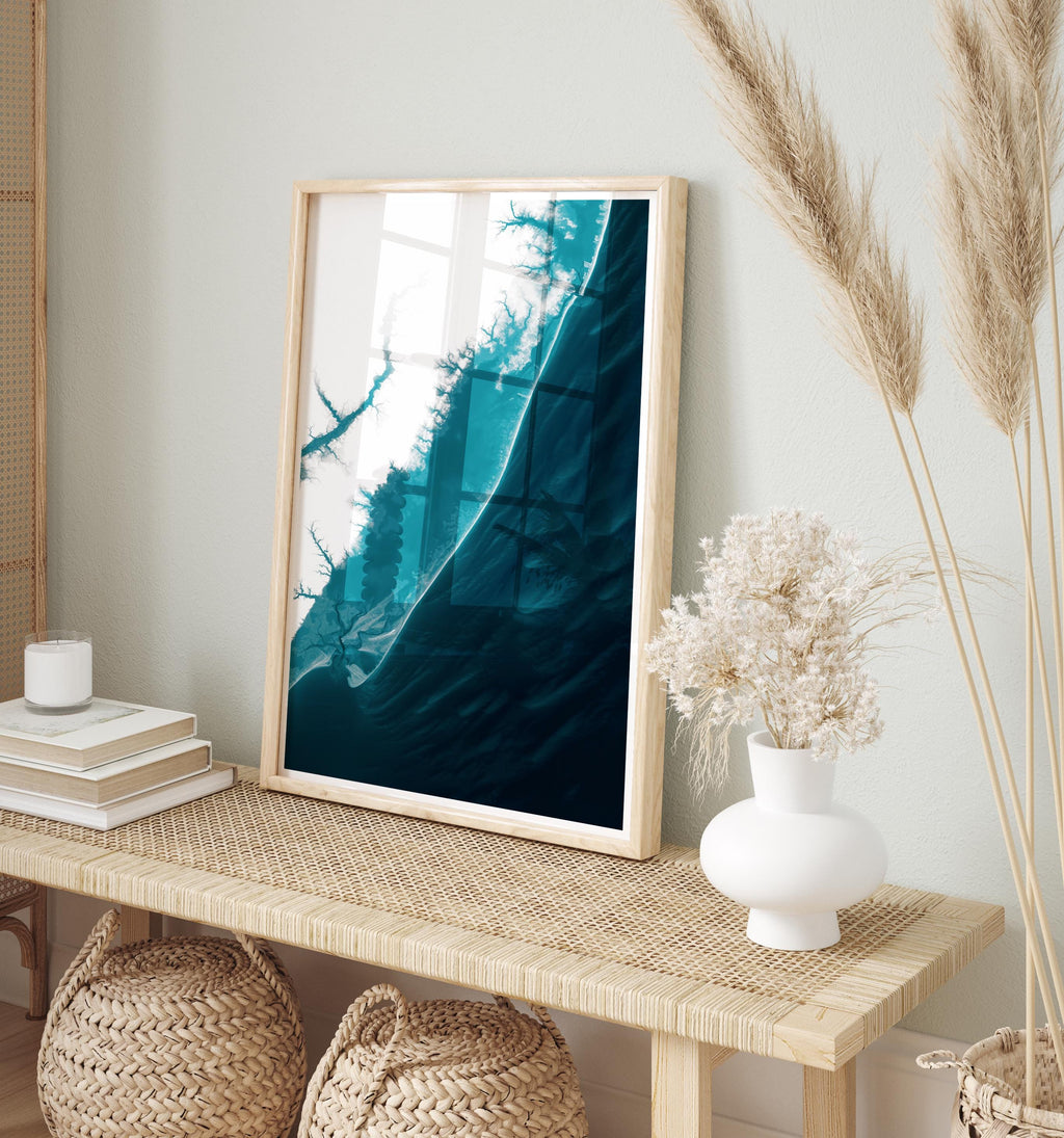 Assateague Island Maryland Coastal Map Wall Art Wild Horses National Seashore Nautical Print Ocean City Shore Housewarming Gift Beach Decor