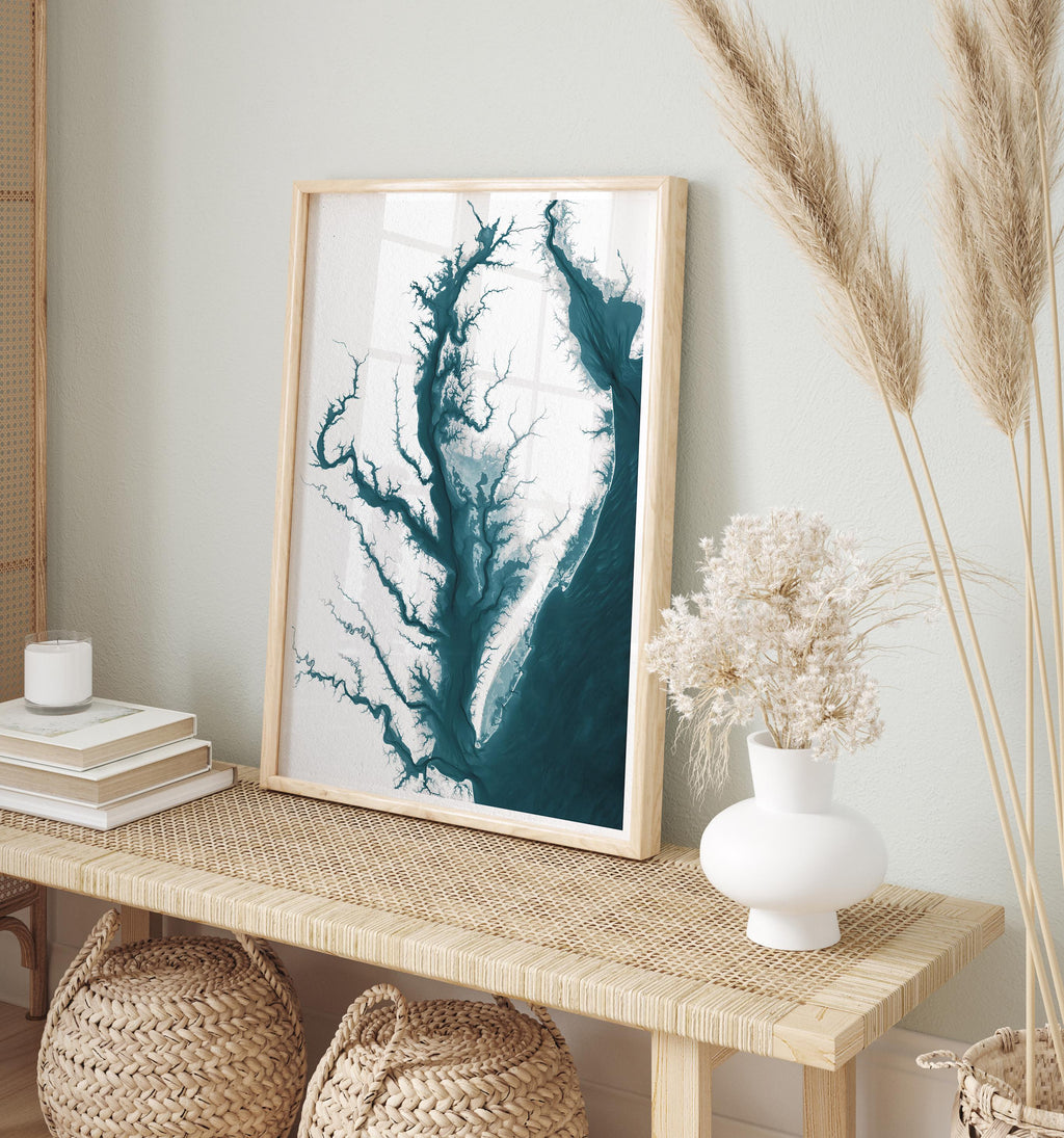 Chesapeake Bay Map Art Print Virginia Maryland Nautical Coastal Wall Decor Beach House Gift For Ocean Lovers Christmas Birthday Fathers Day