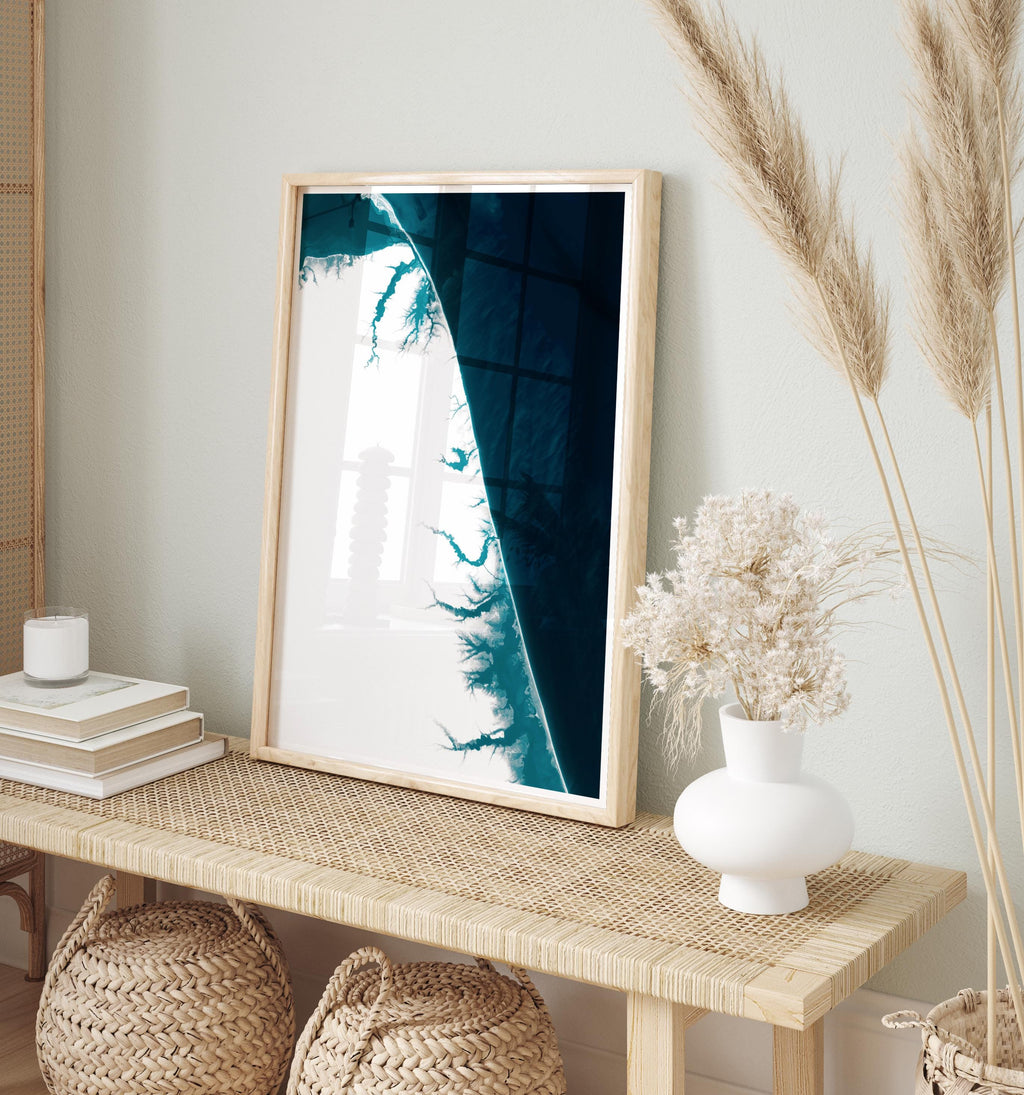 Asbury Park Beach New Jersey Bathymetric Map Art Print Framed Nautical Wall Decor Housewarming Anniversary Gift Coastal Jersey Shore