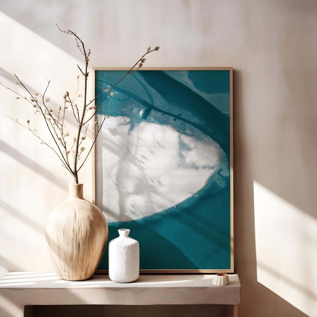 Apalachicola Florida Panhandle Coastal Map Art Print Gulf of Mexico Beach House Wall Decor Nautical Chart Bathymetric Gift Poster