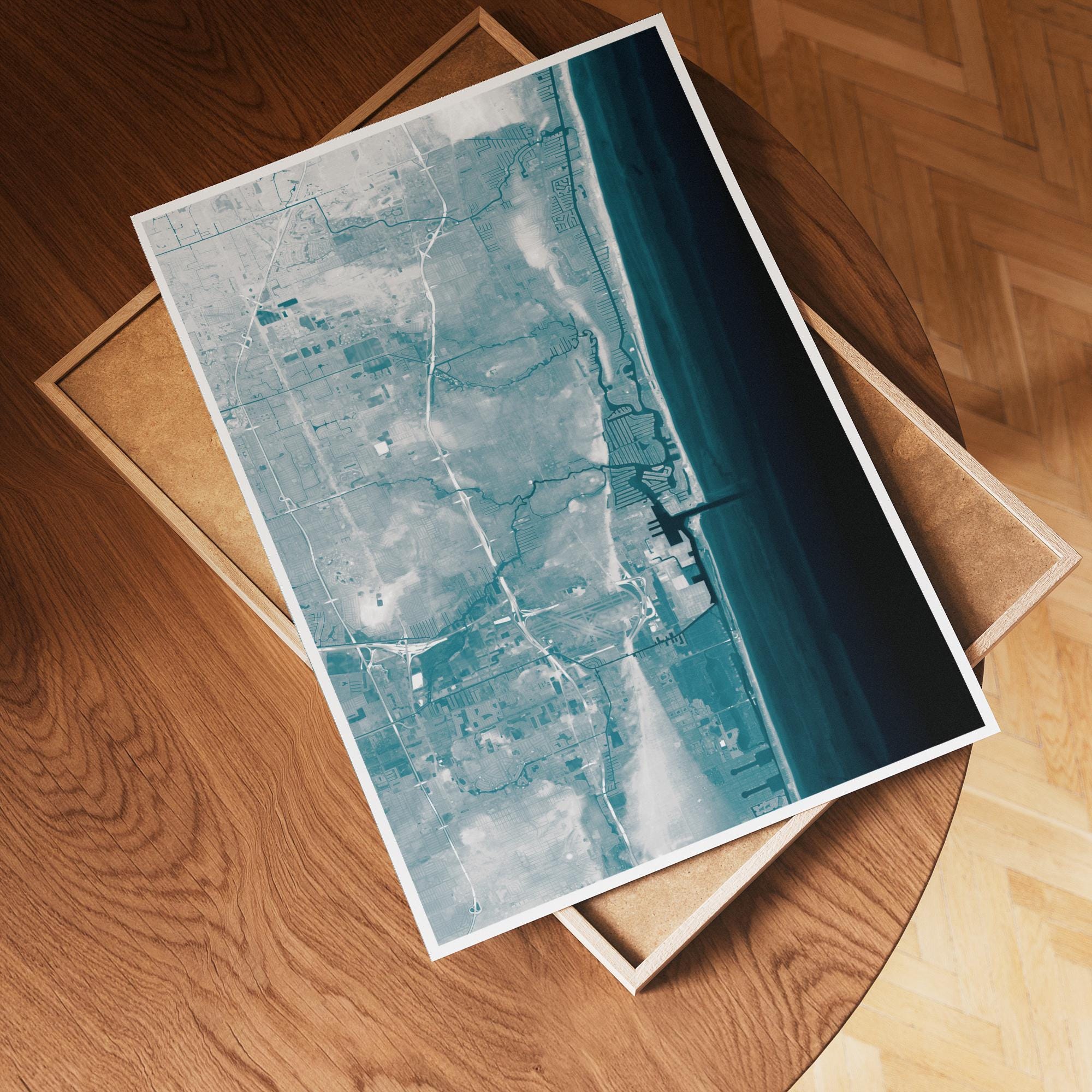 Fort Lauderdale Florida Bathymetric Map Art Print Nautical Seafloor Wall Decor Coastal Beach House Housewarming Anniversary Gift Ocean Depth