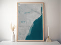 Coral Gables Florida Coastal Map Art Print Nautical Wall Decor Beach House Gift Ocean Depth Chart Housewarming Anniversary Cityscape Home
