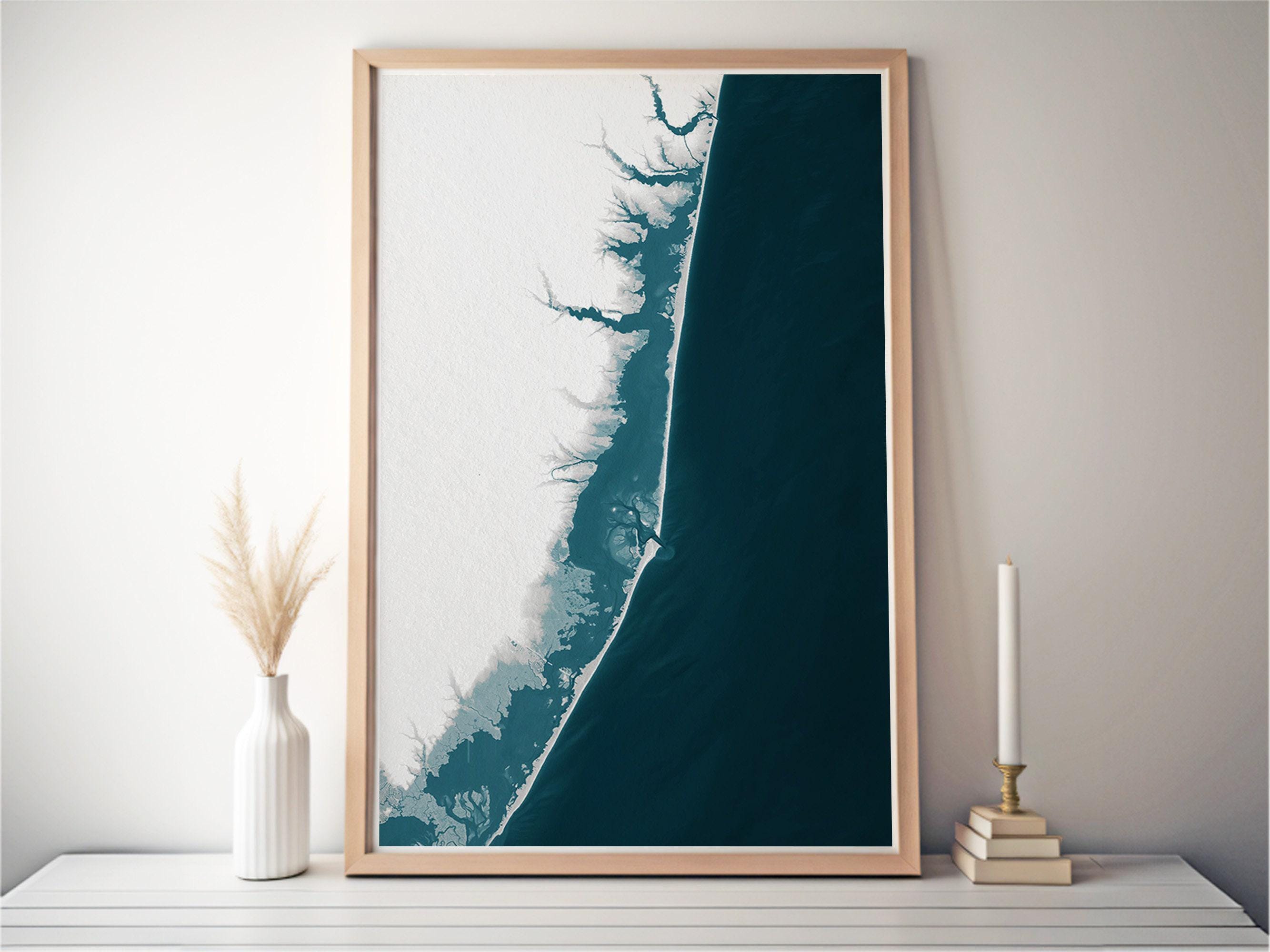 Barnegat Bay Blue Gray New Jersey Nautical Husband Neutral Coastal Nature Modern Decor House Shore Beach Ocean Gift Wife Wall