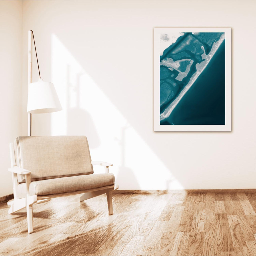 Wrightsville Beach North Carolina Coastal Map Art Print Housewarming Gift Anniversary Present Nautical Wall Decor Beach House Ocean | 5x7