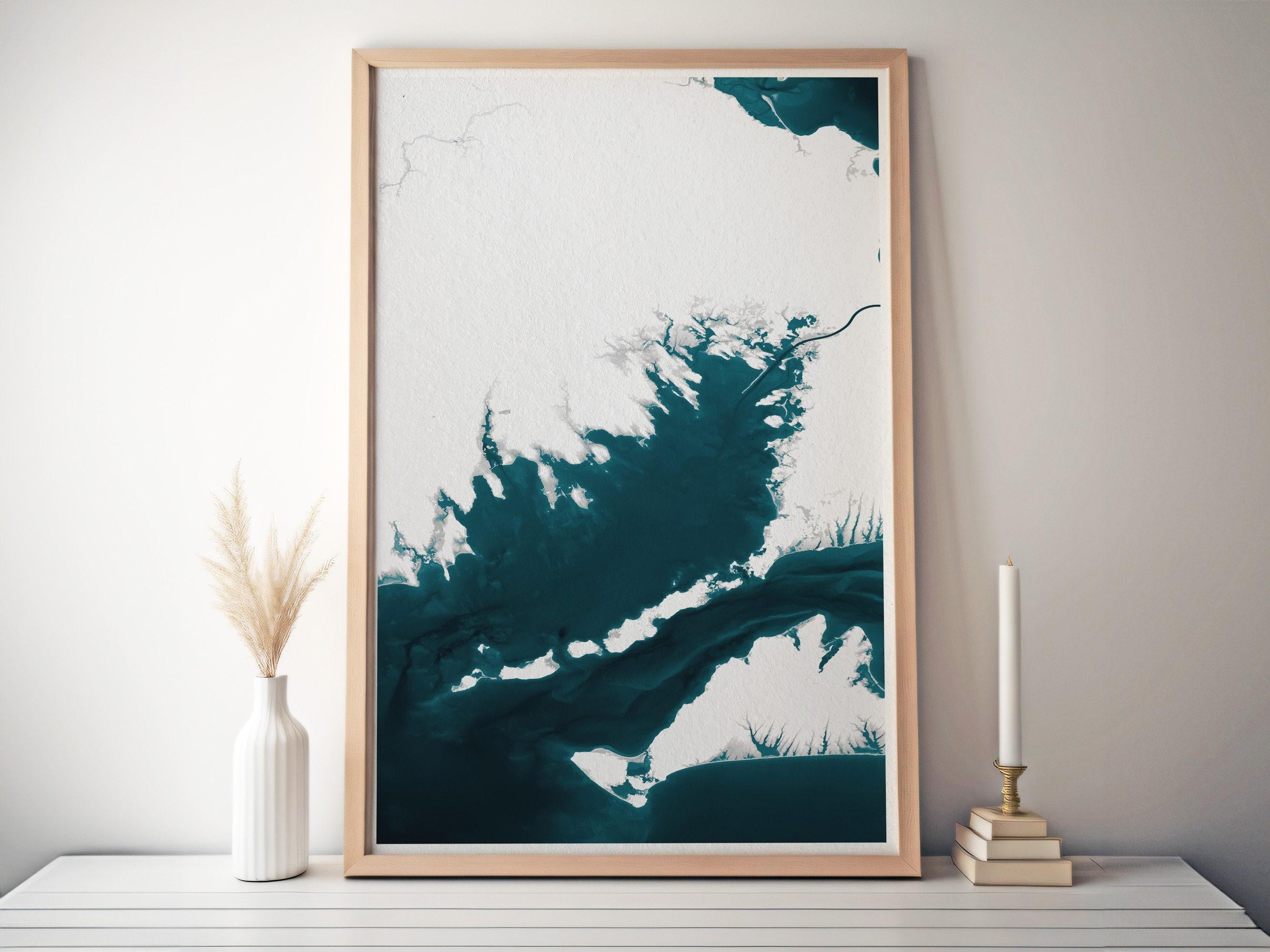 Buzzards Bay Massachusetts Coastal Map Art Print Cape Cod Nantucket Marthas Vineyard Rhode Island Nautical Bathymetric Wall Decor Gift