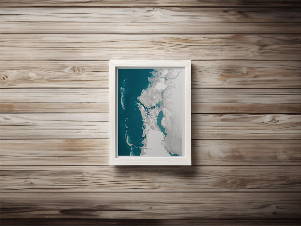 Tarpon Springs Florida Bathymetric Map Art Print Nautical Gulf Coast Wall Decor Beach House Gift Housewarming Ocean Depth Chart Framed