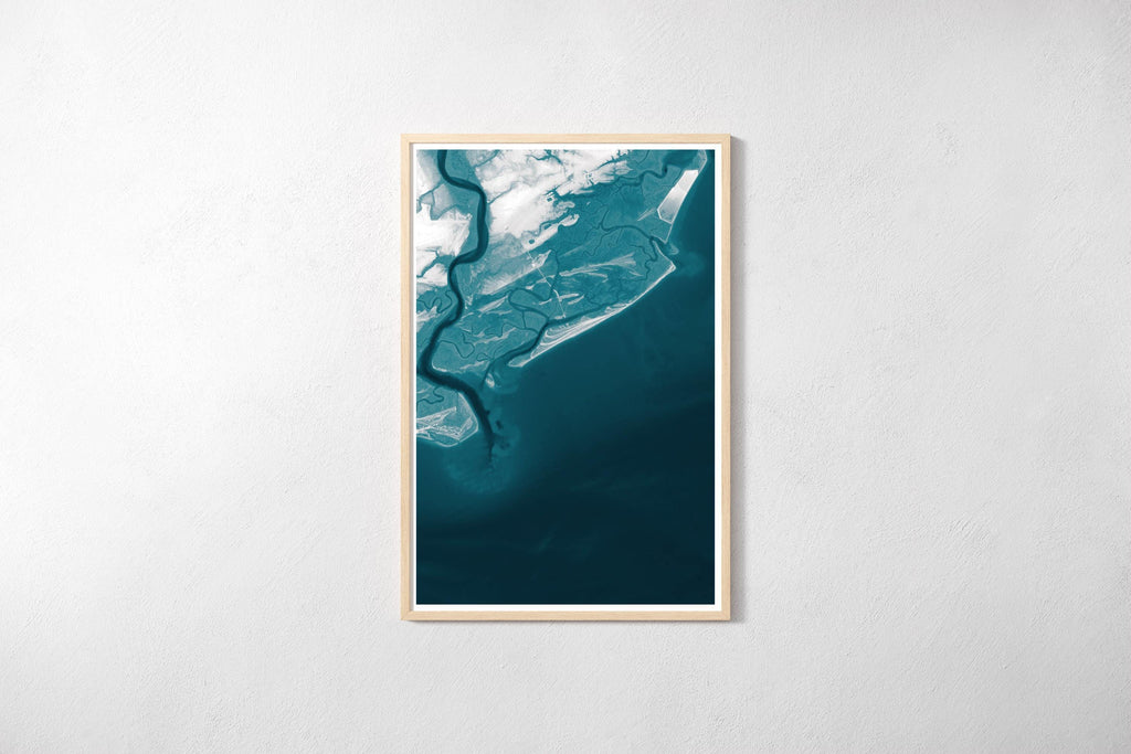 Folly Beach South Carolina Coastal Map Art Print Lowcountry Nautical Chart Wall Decor Beach House Housewarming Anniversary Gift