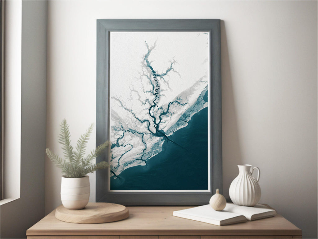 Teacher Retirement Gift Charleston South Carolina Coastal Map Print Bathymetric Art Appreciation End of School Year Educator Wall Decor