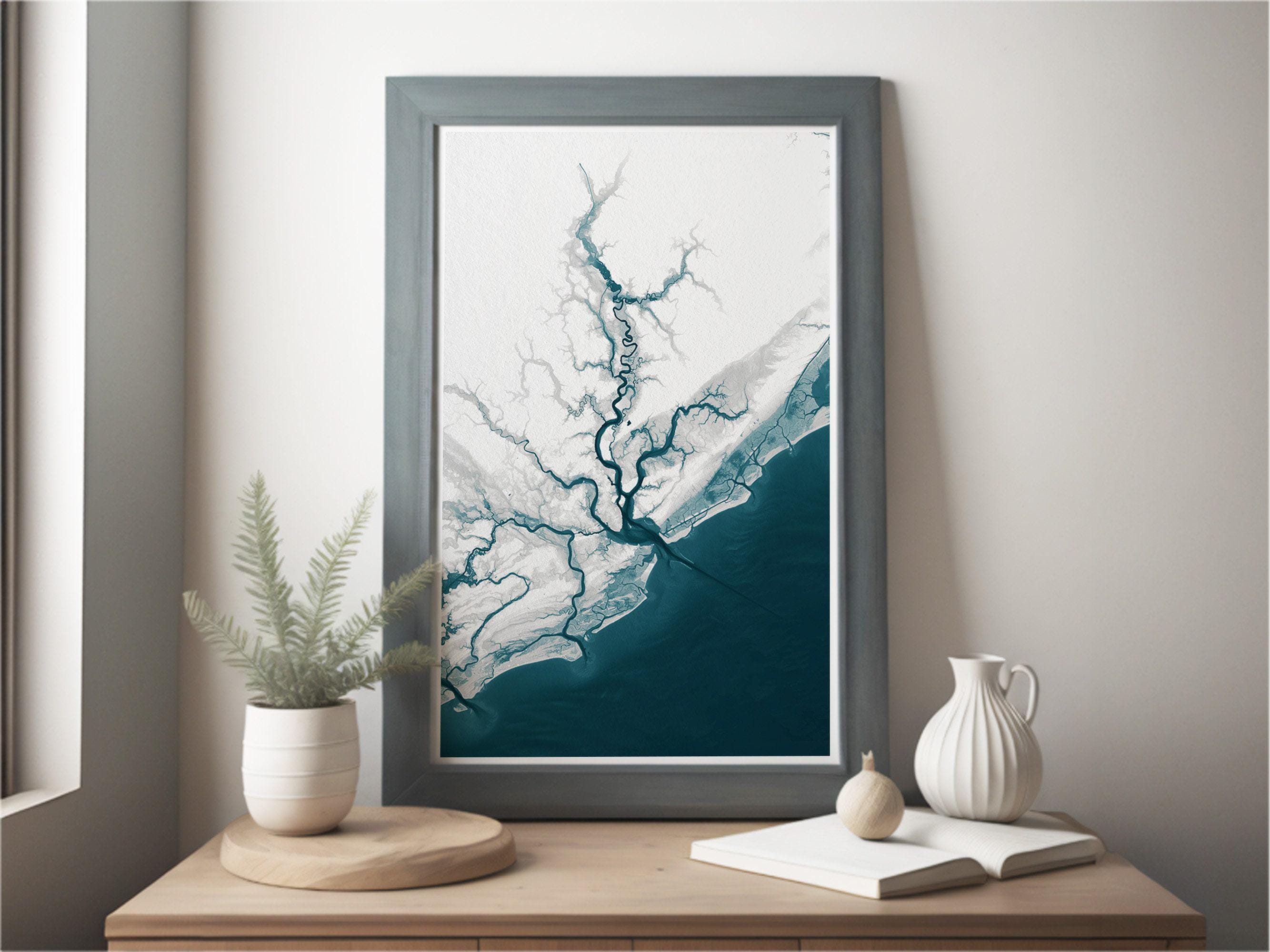 Teacher Retirement Gift Charleston South Carolina Coastal Map Print Bathymetric Art Appreciation End of School Year Educator Wall Decor