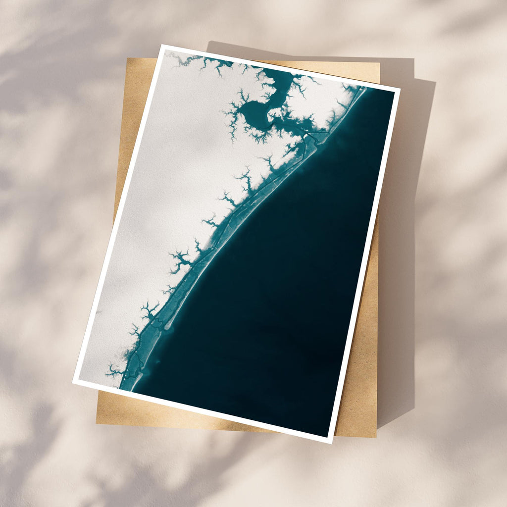 Topsail Island North Carolina Bathymetric Map Art Print Nautical Ocean Wall Decor Coastal Beach House Gift Housewarming Anniversary Framed