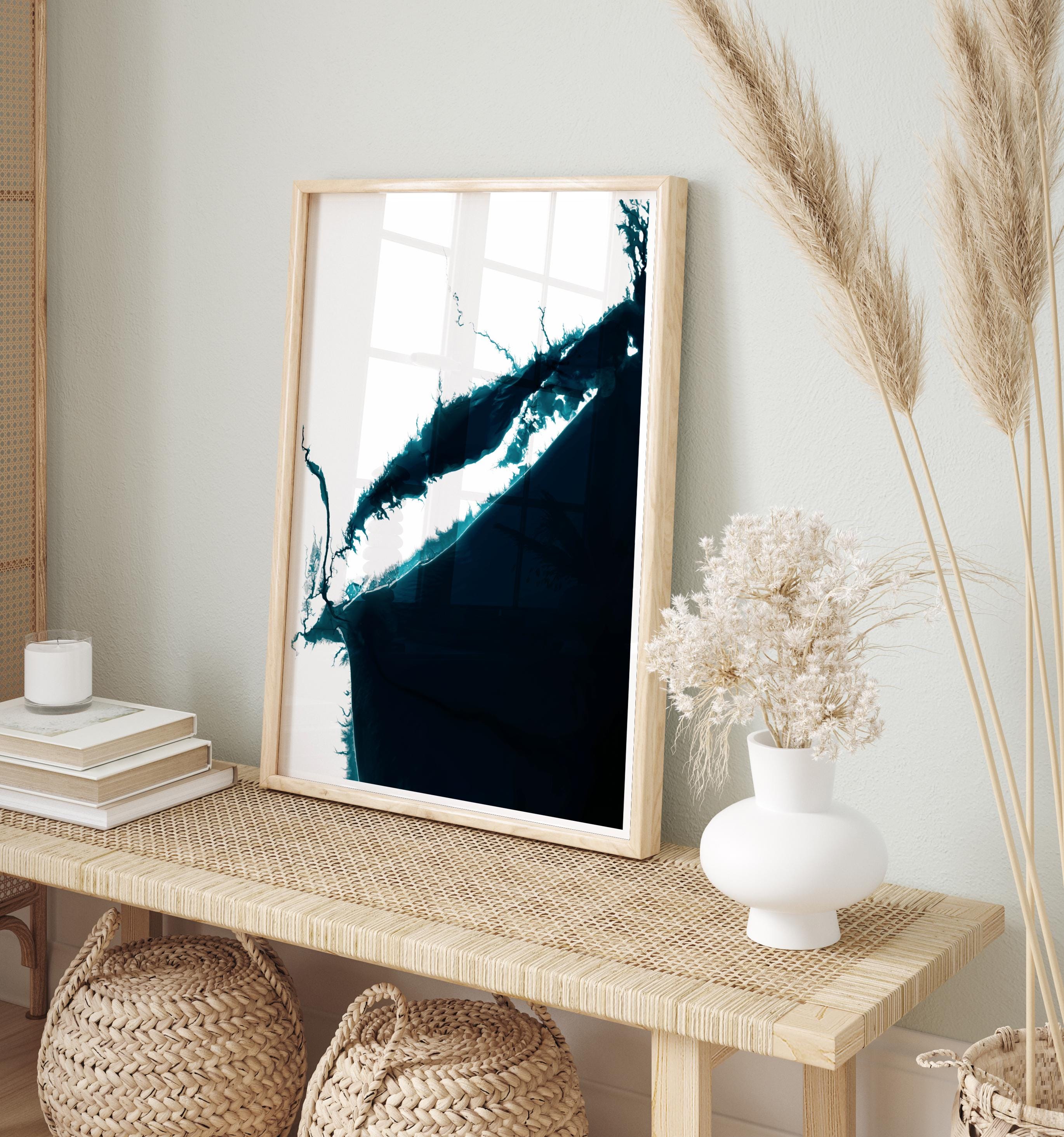 Long Island New York Housewarming Anniversary Waterfront Nautical Coastal Framed Print Depth Beach Decor Ocean House Wall Home