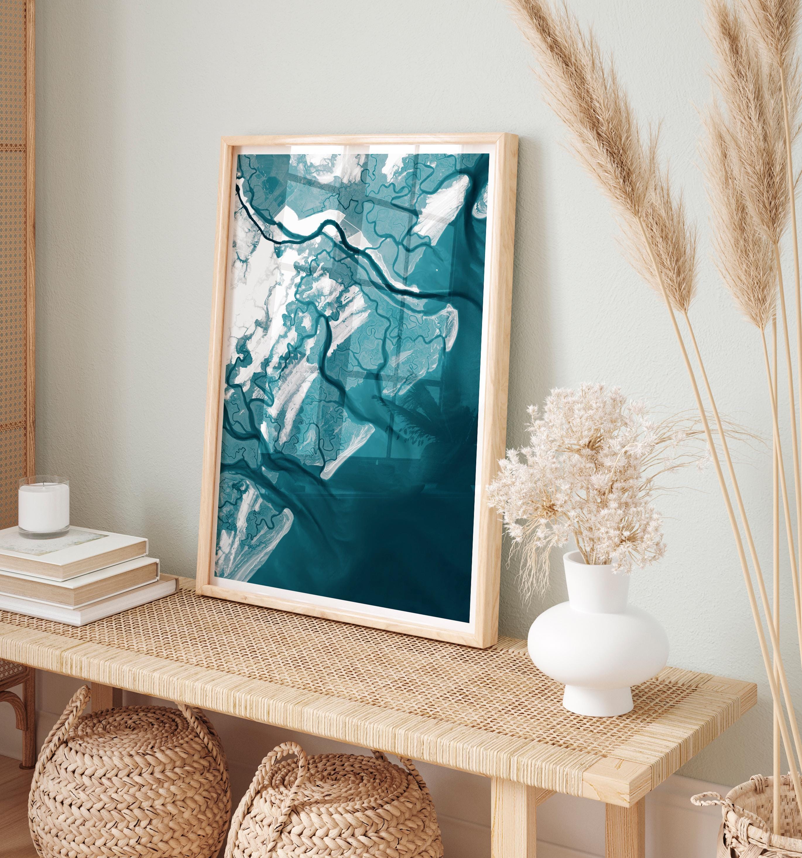 Golden Isles Georgia Nautical Seaside Vintage Coastal Simons House Decor Ocean Print Retro Style Shore Beach Token Gift Wall Idea