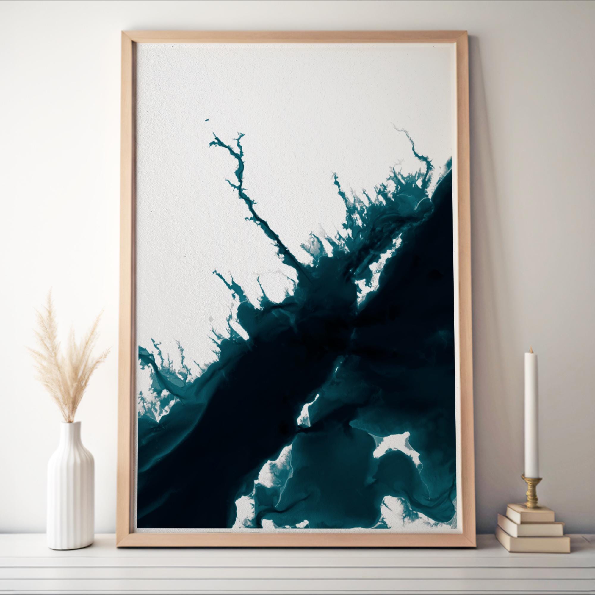 Ocean Beach Park Connecticut Depth Contour Shoreline Art Print Bathymetric Nautical Wall Decor Housewarming Gift Anniversary Present
