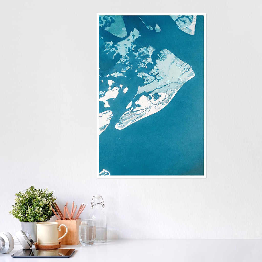 Hilton Head Map Art Print South Carolina Lowcountry Coastal Wall Decor Watercolor Nautical Beach House Gift Housewarming Ocean Map Poster