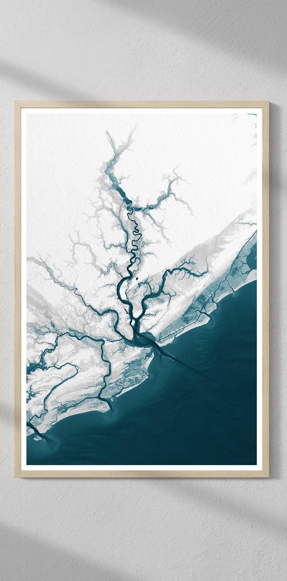 Teacher Retirement Gift Charleston South Carolina Coastal Map Print Bathymetric Art Appreciation End of School Year Educator Wall Decor